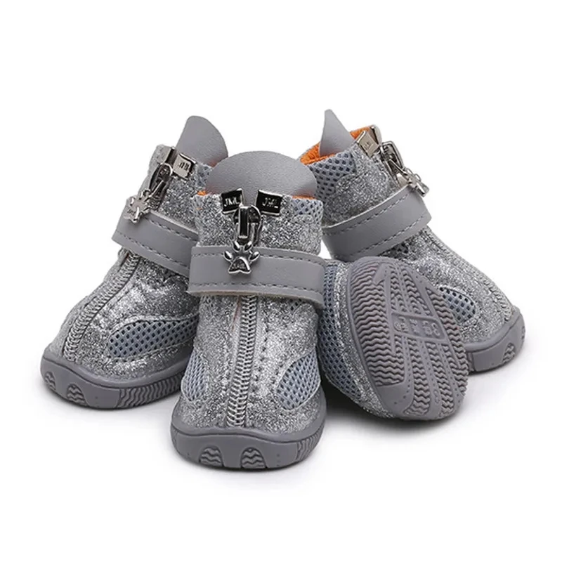 Bling Spring Summer Pet Dog Shoes Breathable Mesh Dog Boots Anti-slip Small Dog Shoes Puppy Sandals
