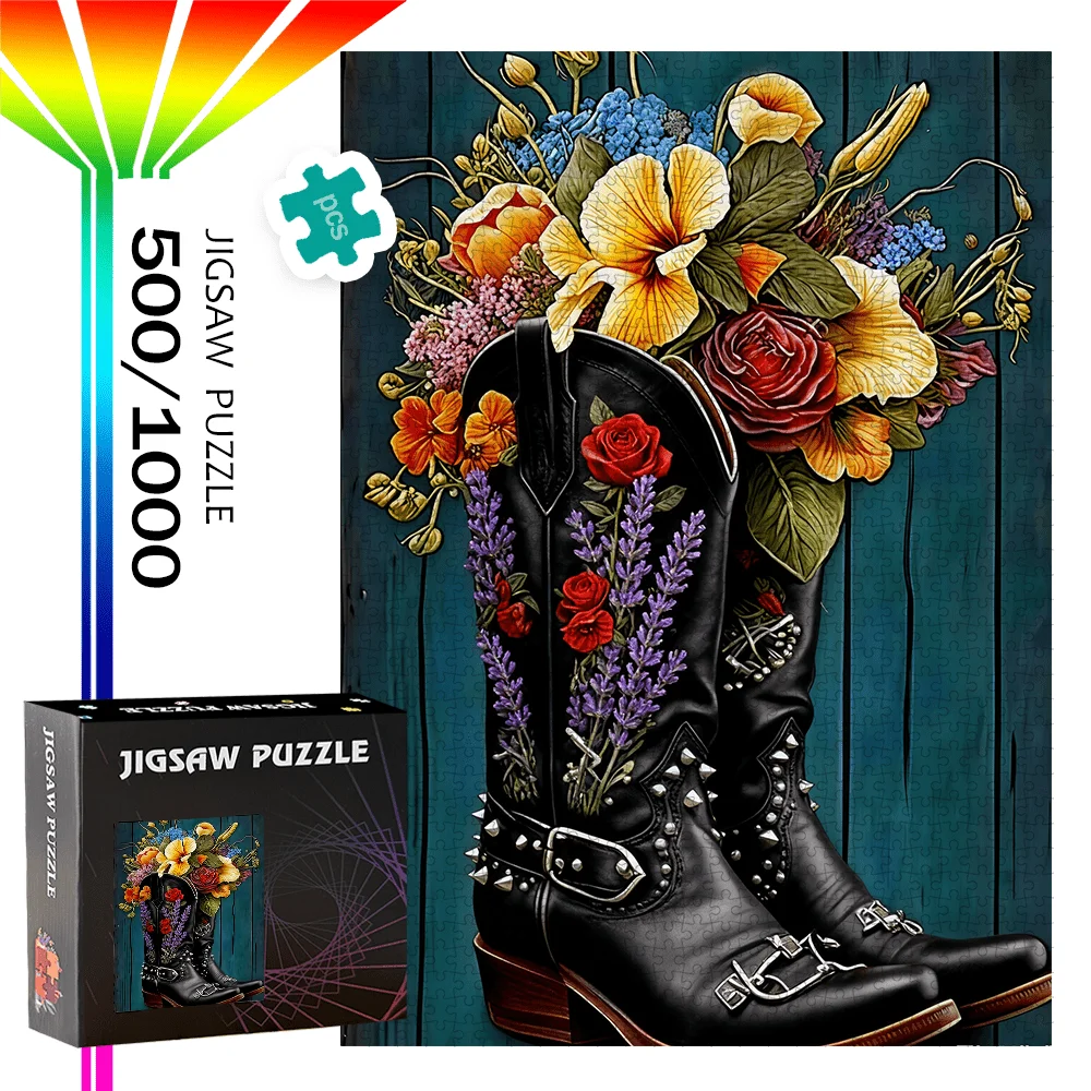 

500pcs/1000pcs High-Quality Jigsaw Puzzle | Denim Boots Designed for Birthday, Halloween, Christmas, Thanksgiving, Easter - Po