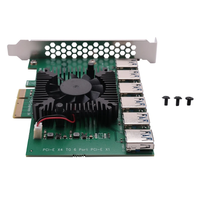 

PCI Express Riser Card PCIE X4 1 To 6 PCIE Slot 4X To 16X Graphics Card Expansion Card For BTC Bitcoin Miner Mining