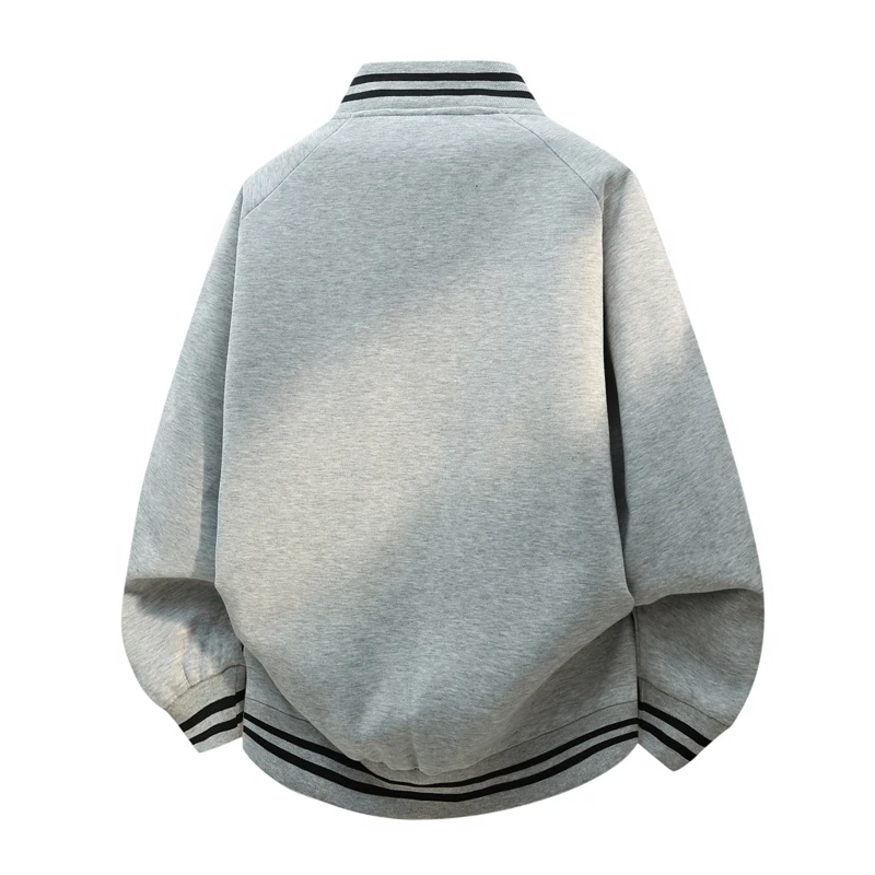 2026 Fashion Men's Long sleeved Baseball Jacket Spring and Autumn New Top Loose Stand up Collar Jacket Daily High Street Coat