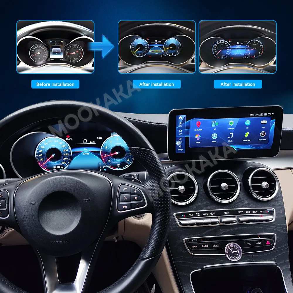 For Benz C W205 GLC X253 2015-2019 Car LCD Dashboard Digital Cluster Virtual Cockpit Instrument Speedometer Multifunctional