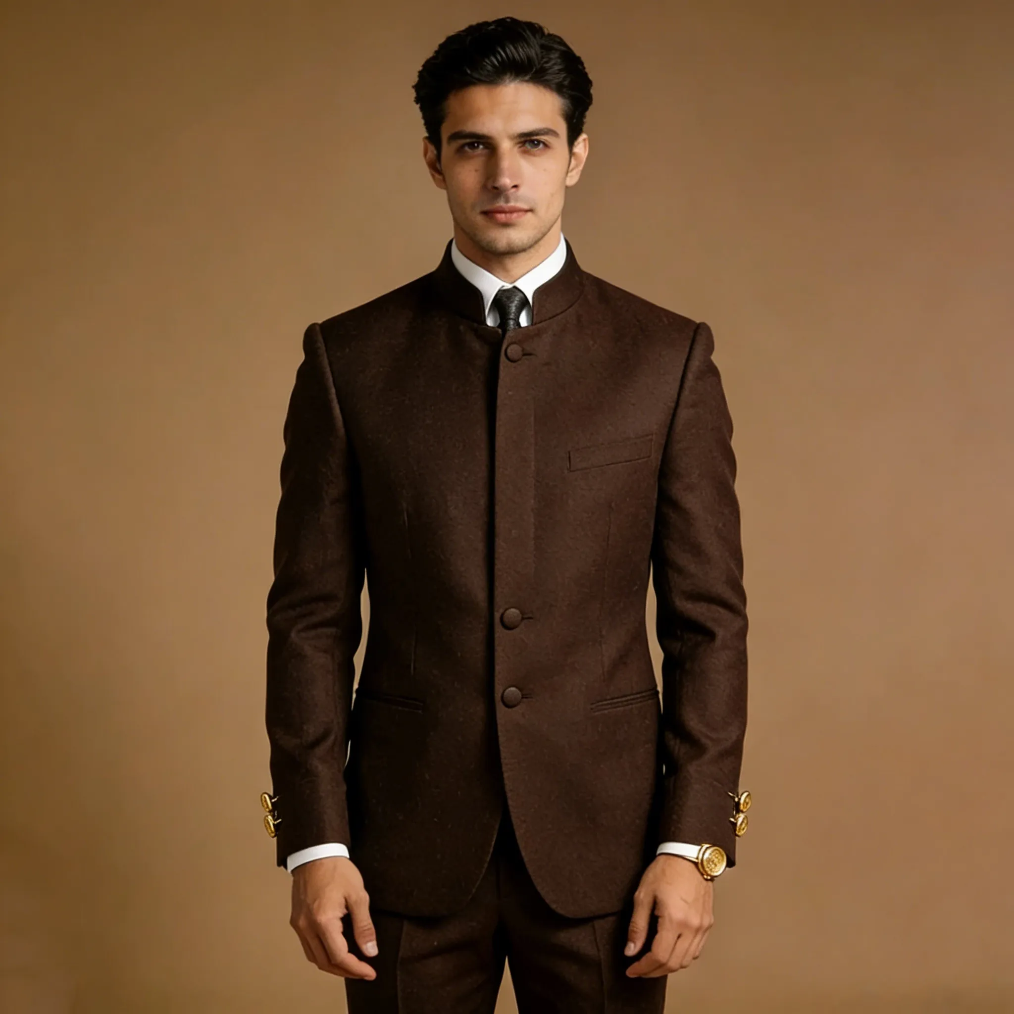 

Мужской коричневый костюм на заказ: однобортный пиджак с отложным воротником, брюки, 2 предмета. Для бизнеса, свадьбы, жениха, повседневной носки.