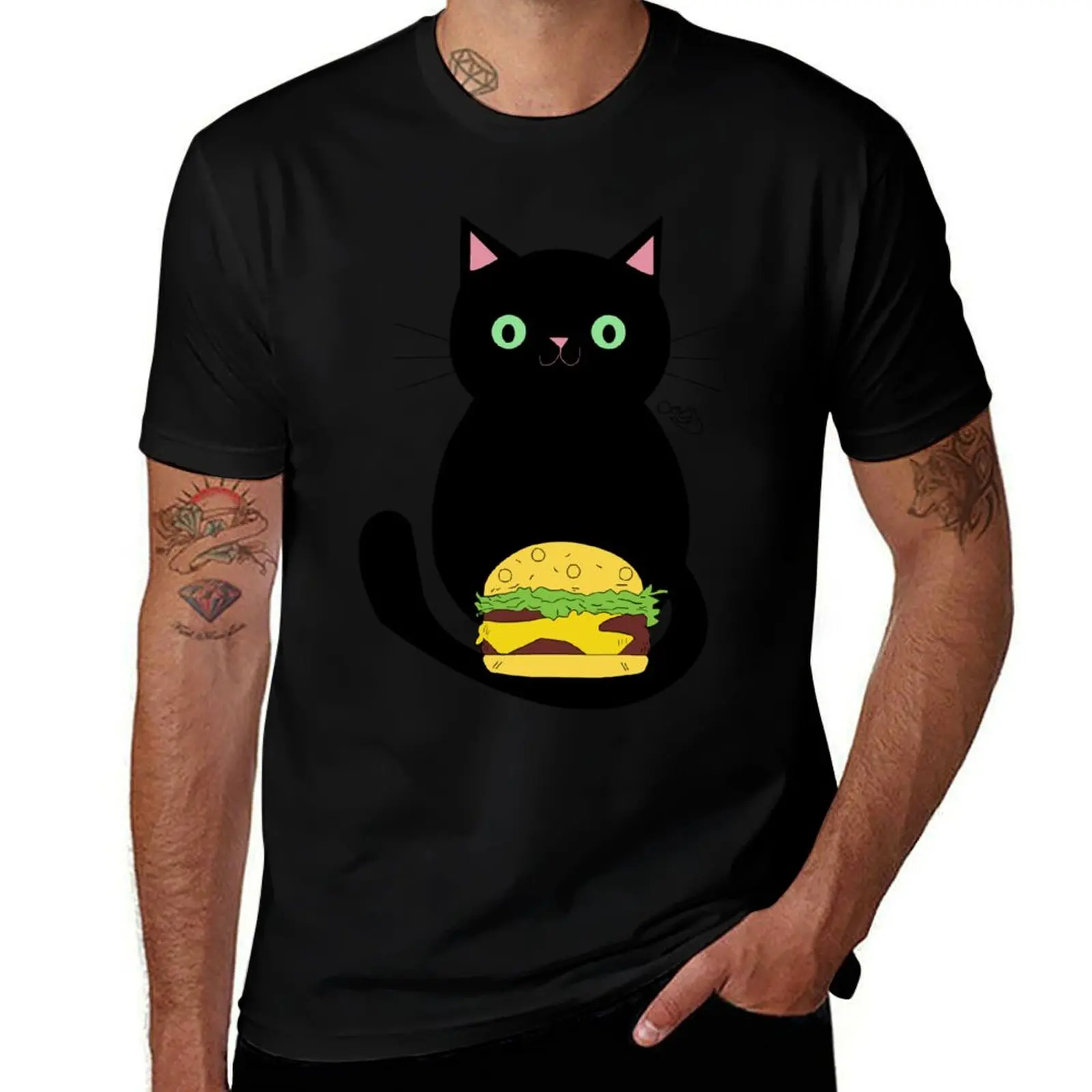 Hungry Kitty T-Shirt Basic Casual Wear Short Sleeve Top T-Shirt