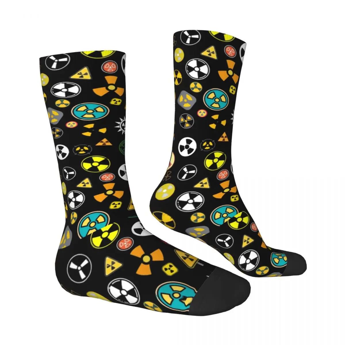 Radiation Warning Socks Symbols Korean Stockings Autumn Anti Slip Couple Socks Soft Breathable Printed Outdoor Sports Socks