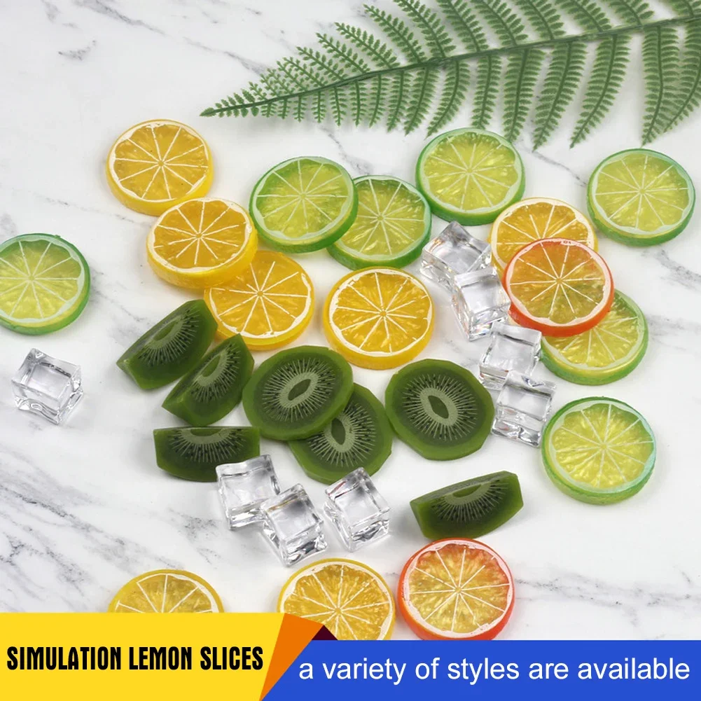 Mini Photography Props Simulation Lemon Slices & Artificial Ice Cubes for Studio Photo Desktop Shooting Decoration Accessories