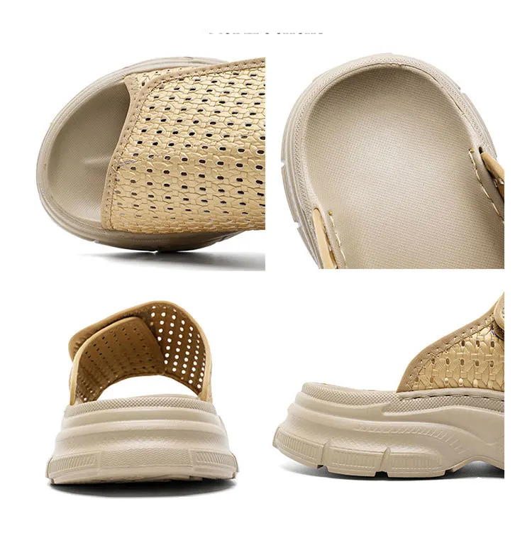 خمر نمط الرجال الصنادل الترفيه المشي الذكور الانزلاق على النعال القش النسيج الصيف المفتوحة تو أحذية الشاطئ الشقق عادية