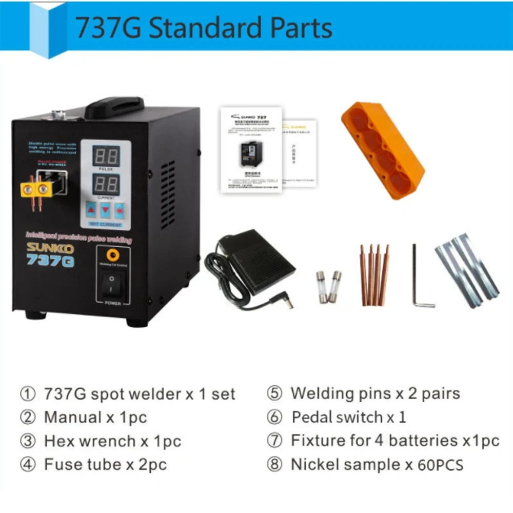 RR SUNKKO 737G Spot Welding Machine 110v/220v Pulse Lithium Battery Touch spot Welder Machine Can Welding 0.15mm Nickel Sheet