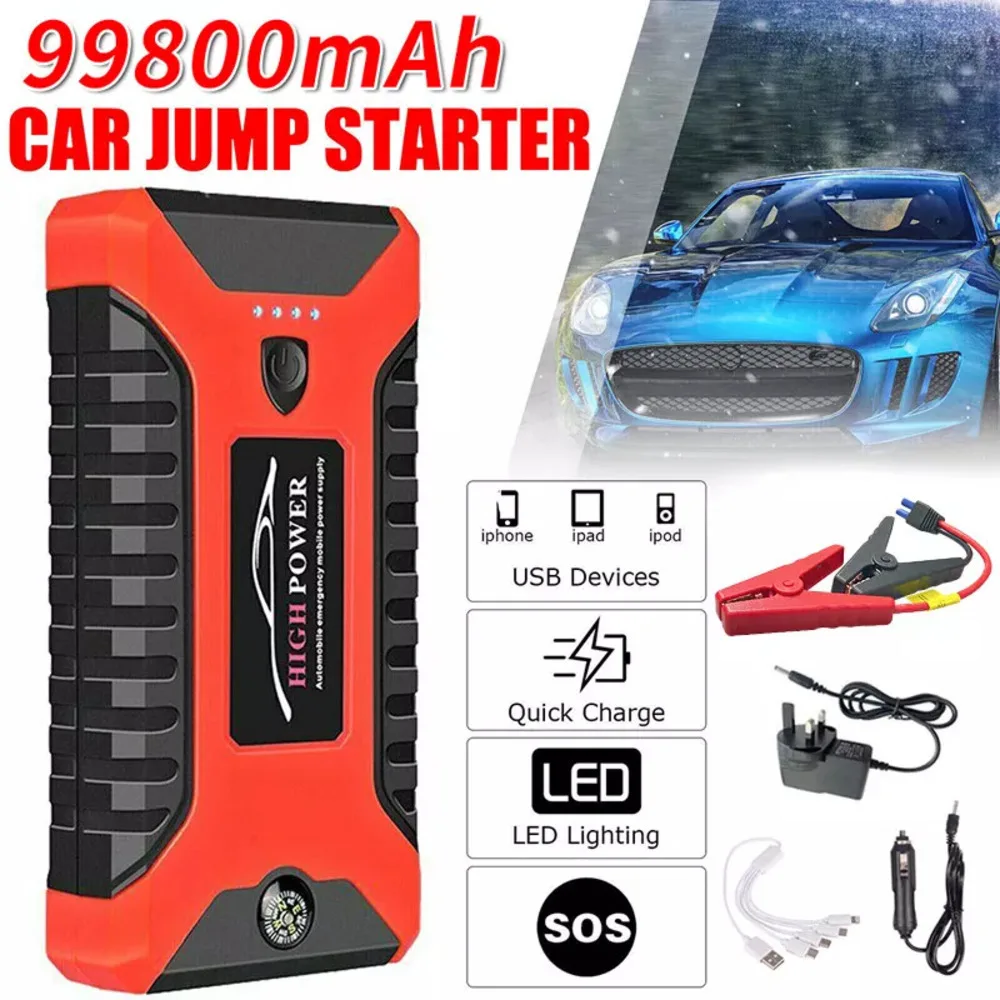 99800mAh Portable Car Starter with Lighting Storage Charger 12V Car Starter Car Emergency Battery