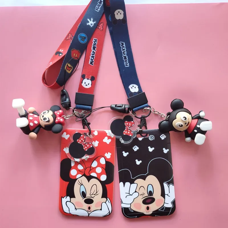 Disney Cartoon Mickey mouse Student Campus Cards Hanging Neck bag Card Holder Lanyard  ID Card Meal Card Ornament Bag