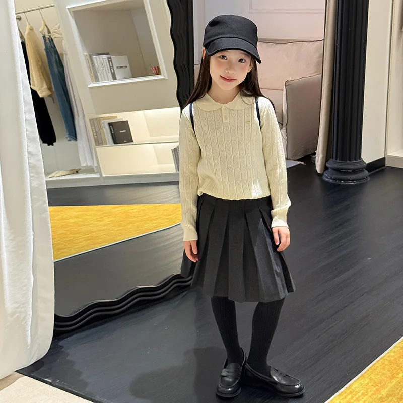 26 Girls Korean College Style Knitted Top Cute and College Feeling Exquisite Love Hollow Sweater Boutique Clothing