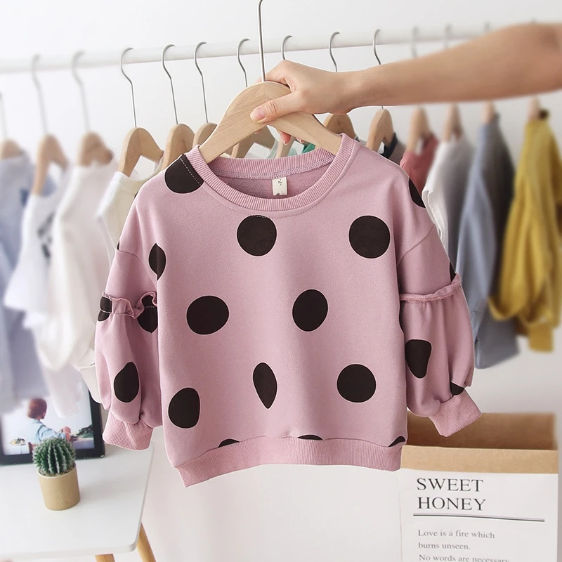 Polka Dot Crew Neck Sweatshirt Loose Comfy Retro Playful Fit For Women Casual Daily Commute Office Desk Weekend Coffee Date