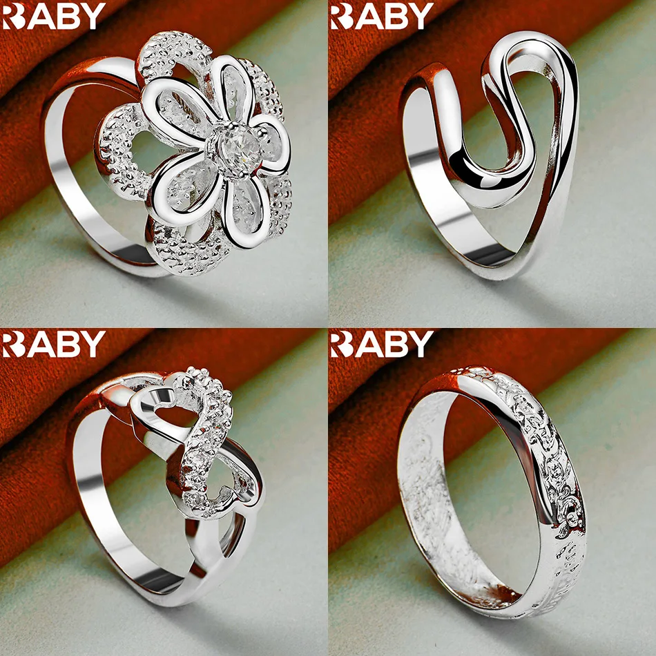 

URBABY 925 Sterling Silver Size 7-10 Geometric Ring For Women Men Grace Jewelry Trend Fashionable Birthday Party Gifts