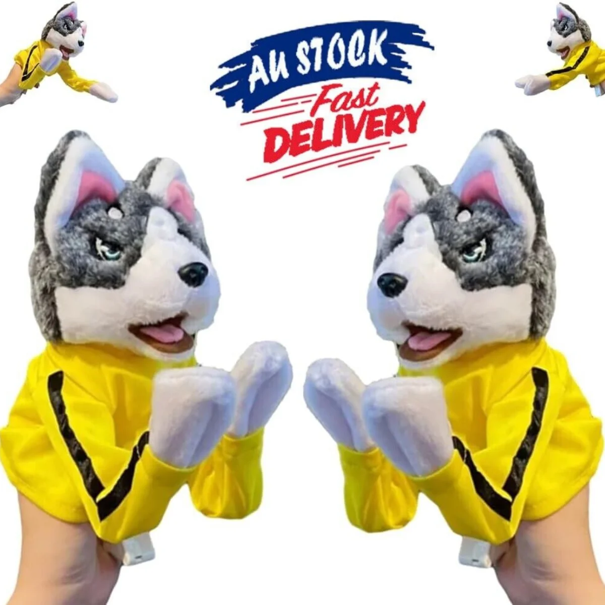 Kung Fu Animal Toy Husky Gloves Dog Interactive Hand Boxing Battle Sound Plush Toy Stuffed Boxing Dog Kids Gifts Funny Birthday