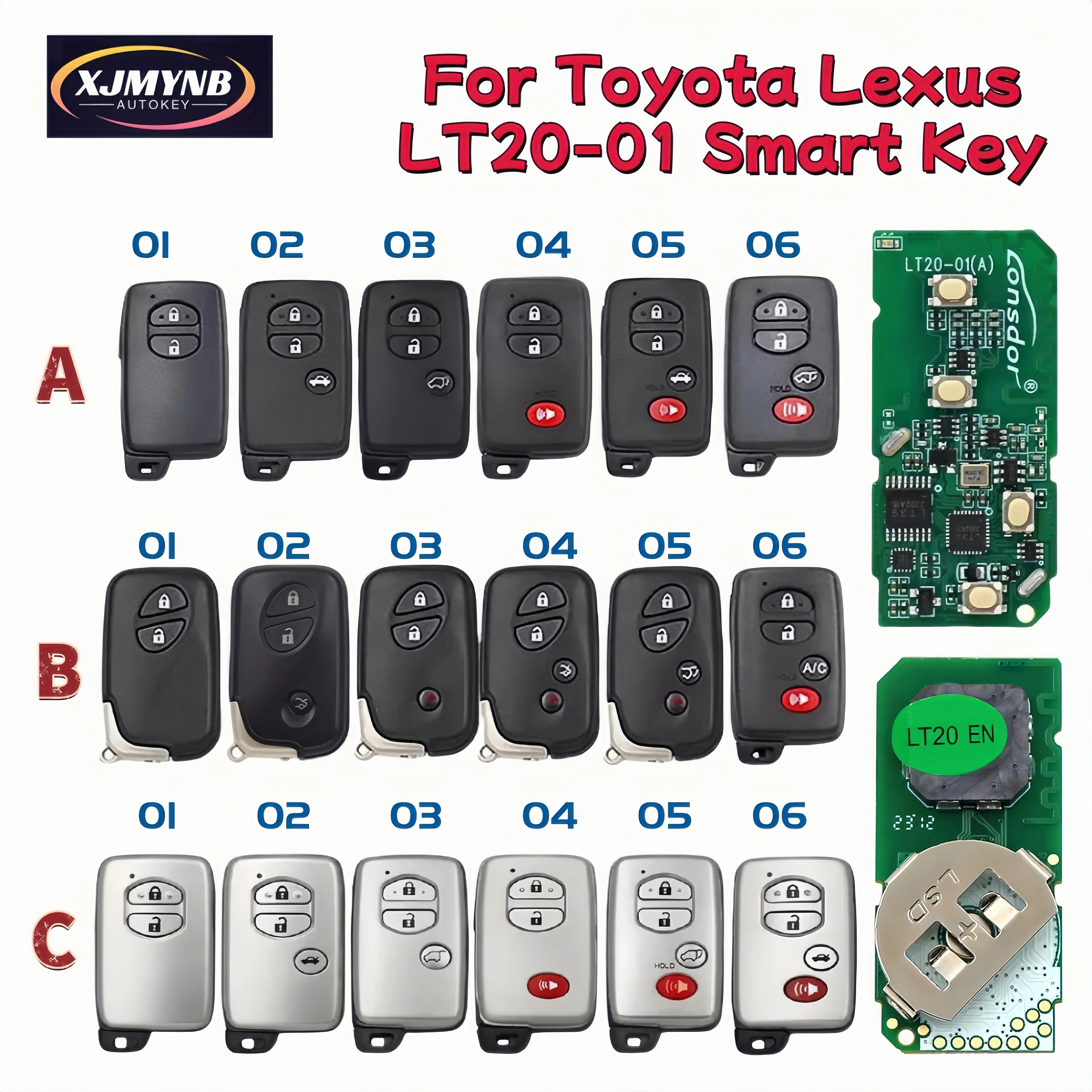 XJMYNB LT20-01EN Universal Smart Remote Key Keyless For Lexus ES IS LS For Toyota Prado RAV4 Corolla Camry 4D Chip 312-434Mhz