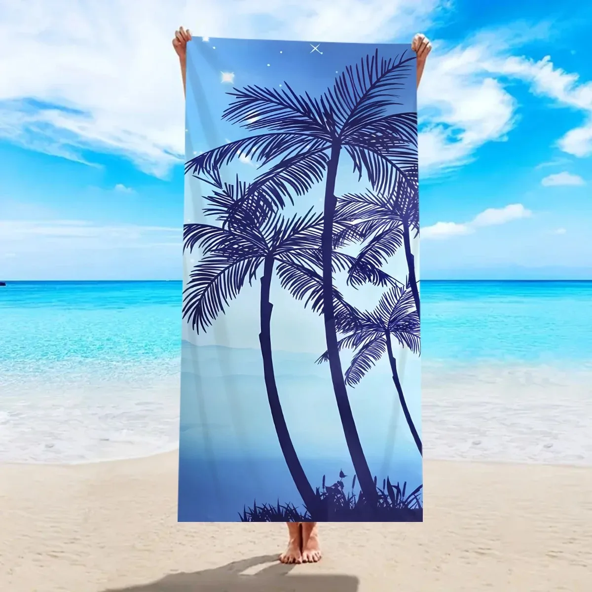 

Tropical Palm Tree Beach Towel 2D Flat Printed Peach Skin Fabric Quick Dry Absorbent Bath Towel For Summer Vacation Pool Travel