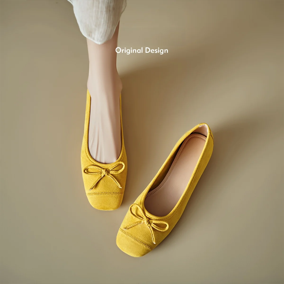 

Leather Version Flat Bot Ballet Flats Women's Spring New Sle Retro Knot Slip-On oes Comfortable Casual Footwear