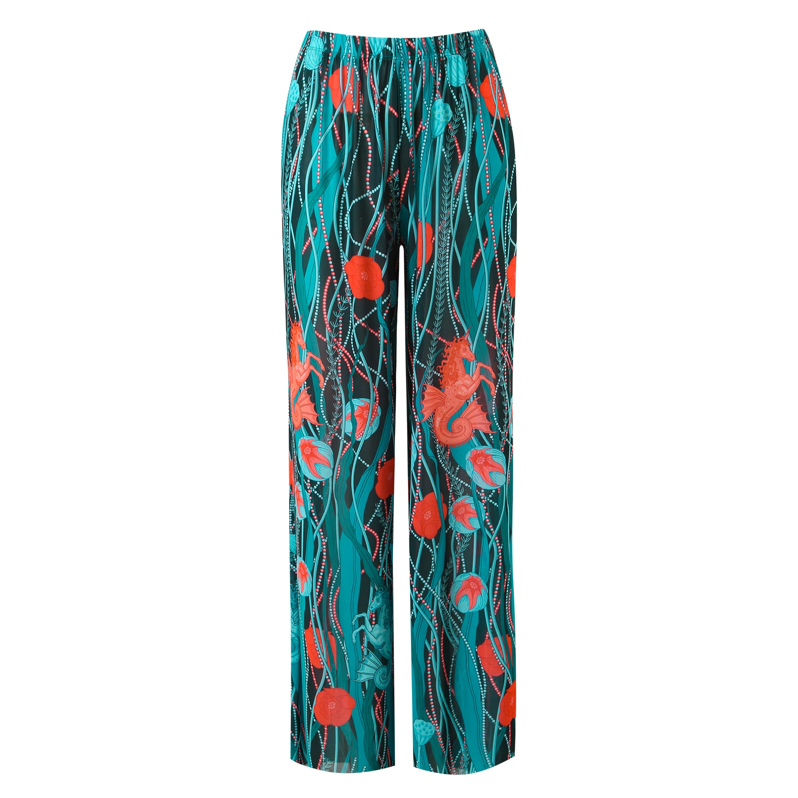 

Женские сетчатые брюки с рюшами и накидкой, пляжные накидки для купальников, пляжные брюки с рюшами, летние брюки 2025 г.