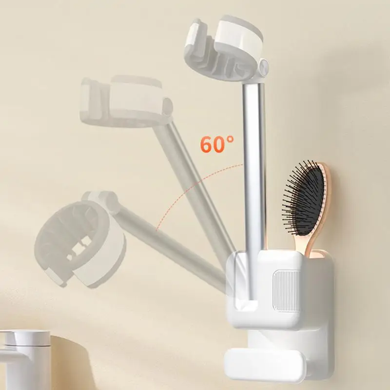 Hair Dryer Storage Rack Waterproof Adjustable Hair Dryer Stand Multifunctional Bathroom Hair Dryer Rack Hands-Free Holder Stand