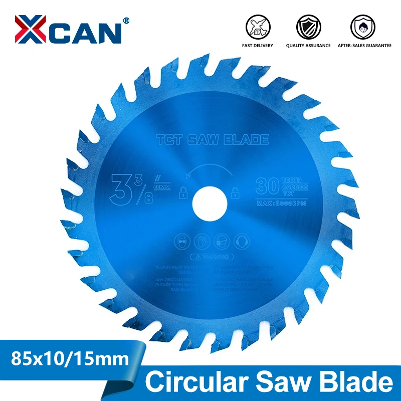 XCAN 1 шт. 85 мм дисковая пила 24T 30T 36T TCT твердосплавное пильное полотно режущий диск по дереву режущие инструменты с нано-синим покрытием