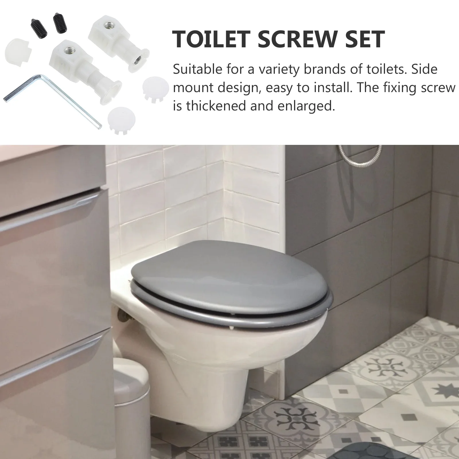 

1Set Toilet Screw Side Mounted Wall Bolt Replacement Kit Thickened Durable Fixing Screws with Seal Ring for Toilet Hardware