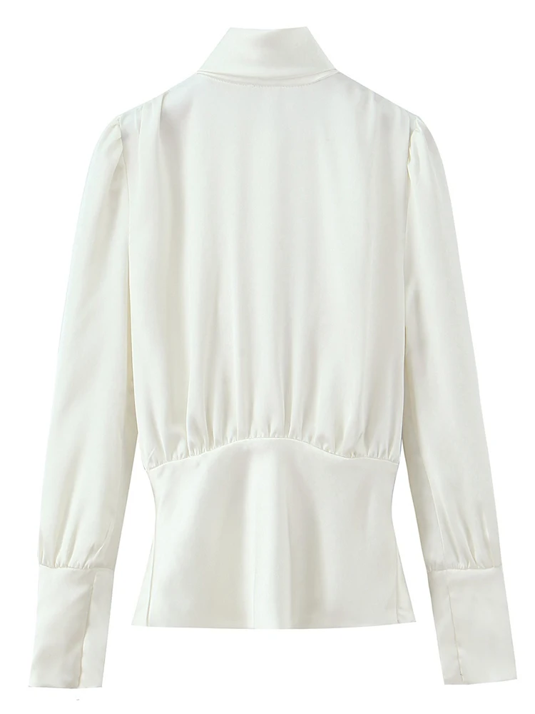 Women Leisure Blouse 2025 Women  Autumn New Fashion Long Sleeve Wrinkle Bow Decoration Shirt Women High Street loose Tops