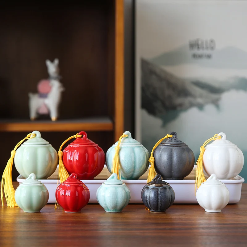 European Ceramic Tea Pot Lantern Decoration Pot Candy Box Home Nuts Coffee Bean Storage Bottle Portable Storage Box Home Decor