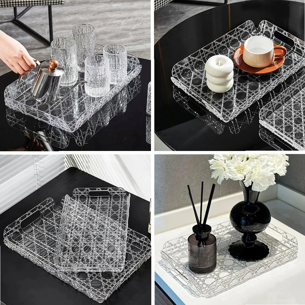 

Household Rectangular Storage Tray Cup Water Cup Storage Tea Tray Light Luxury High-end High Aesthetic Tea Set Home Decoration