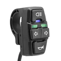 3-in-1 Electric Bike Switch: Headlight Turn Signal Horn Control 36V/48V ON/OFF Waterproof ON/OFF Control Switch for E-Bike