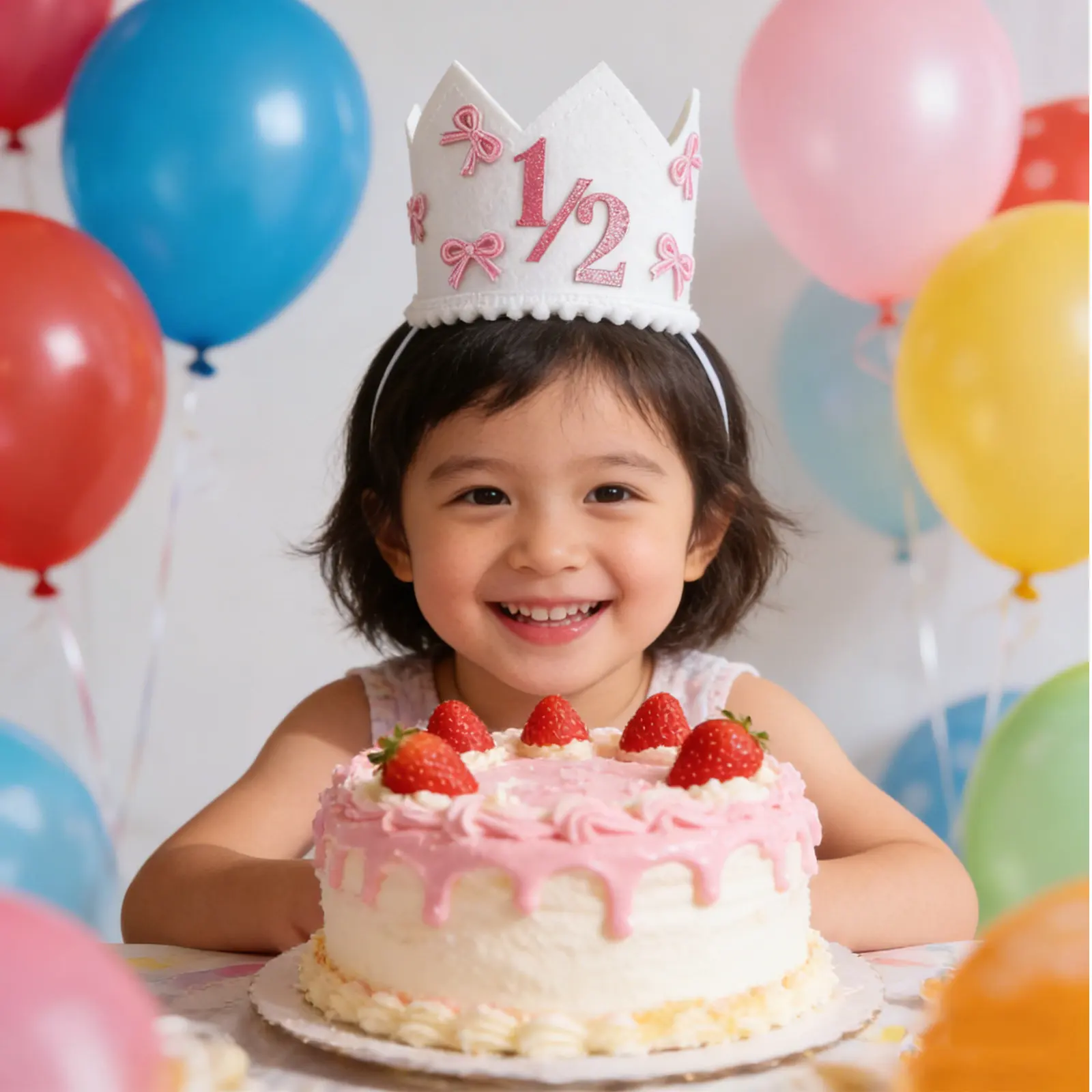 

Праздничная корона-шапочка для малышей на полгода с розовым бантом и блестками, повязка на голову для младенцев, украшение для дня рождения малыша, тиара для детского праздника на 6 месяцев