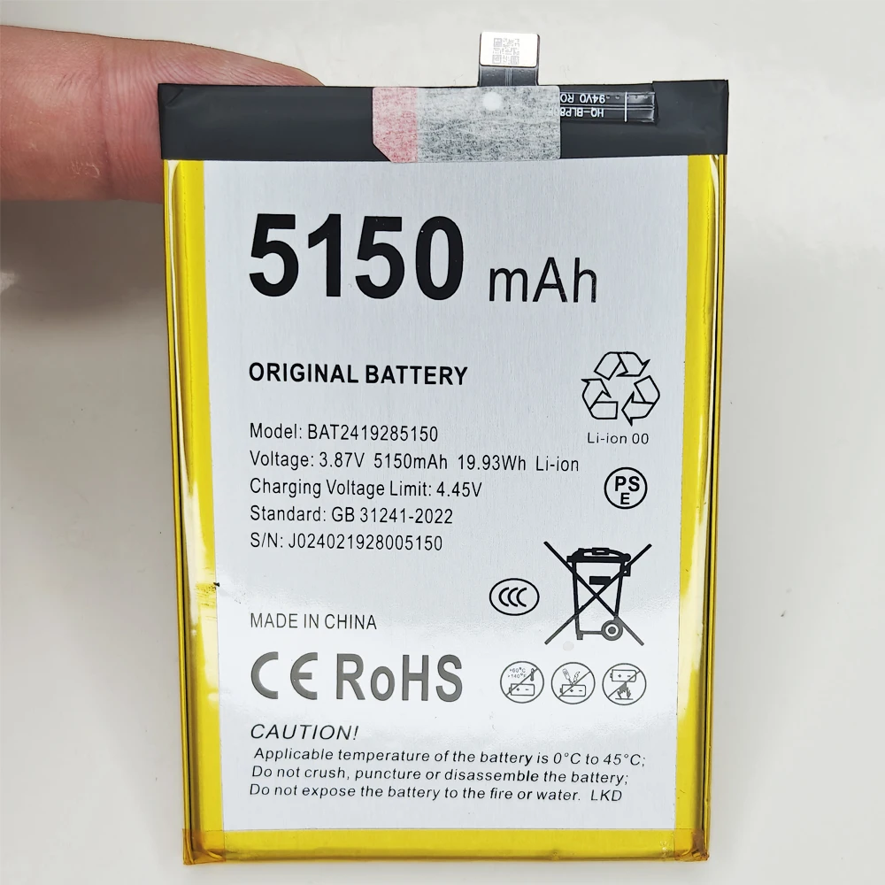 3.87V 5150mAh BBAT2419285150 Full Range Battery For DOOGEE Blade 10 DK10 N55 Pro Rugged Phone