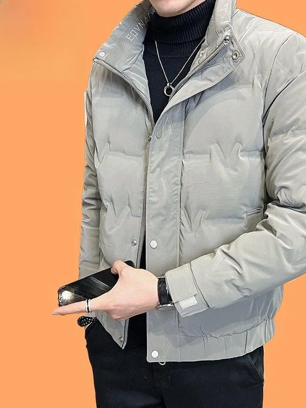 

Мужская зимняя куртка-пуховик с воротником-стойкой, с принтом, теплая, водонепроницаемая, светоотражающая, модная, трендовая, не требующая стирки