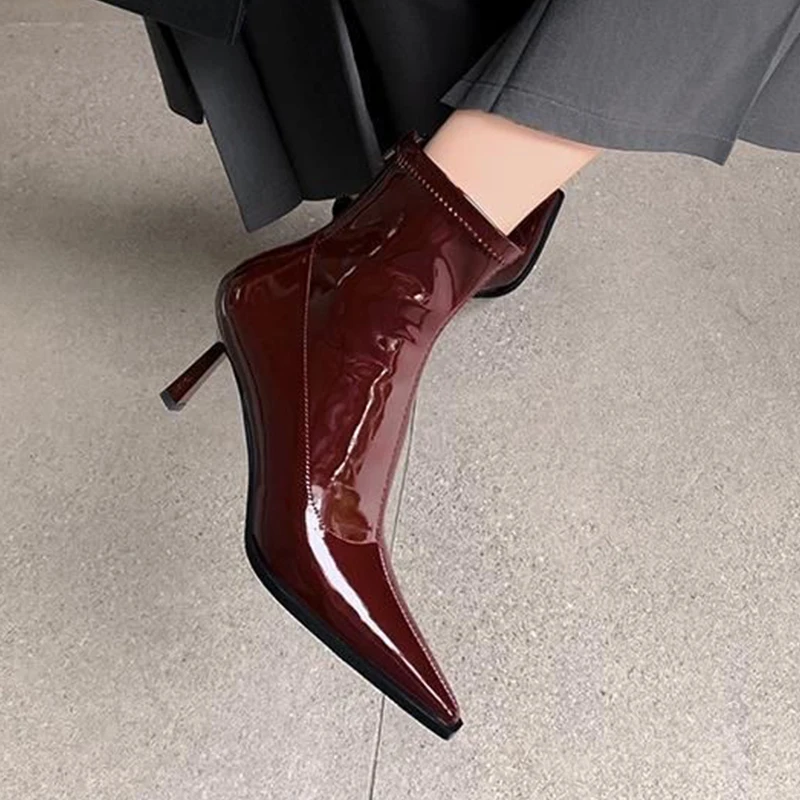 أشار تو عالية الكعب المرأة حذاء من الجلد مثير أحذية من الجلد شتاء 2025 فاخر جديد فستان الحفلات مضخات تشيلسي الأحذية Mujer بوتاس #5