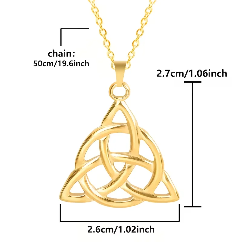 Geometric Triangle Ring Knot Charm O Chain Necklace, Unisex