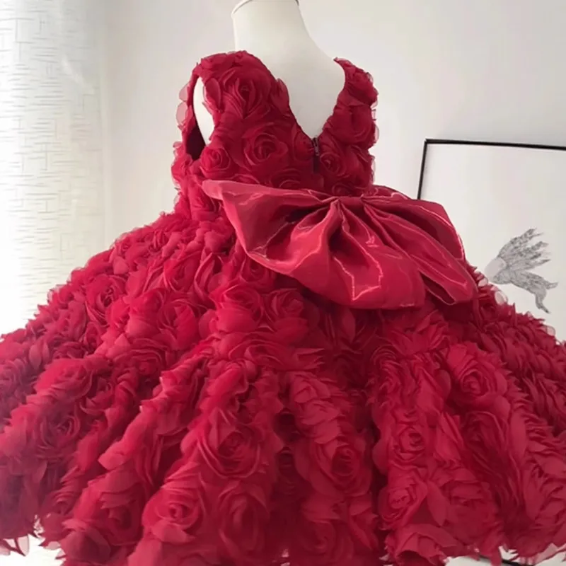

Flower Girls Wedding Princess Ball Gown Children Birthday Party Performance Dress y1690