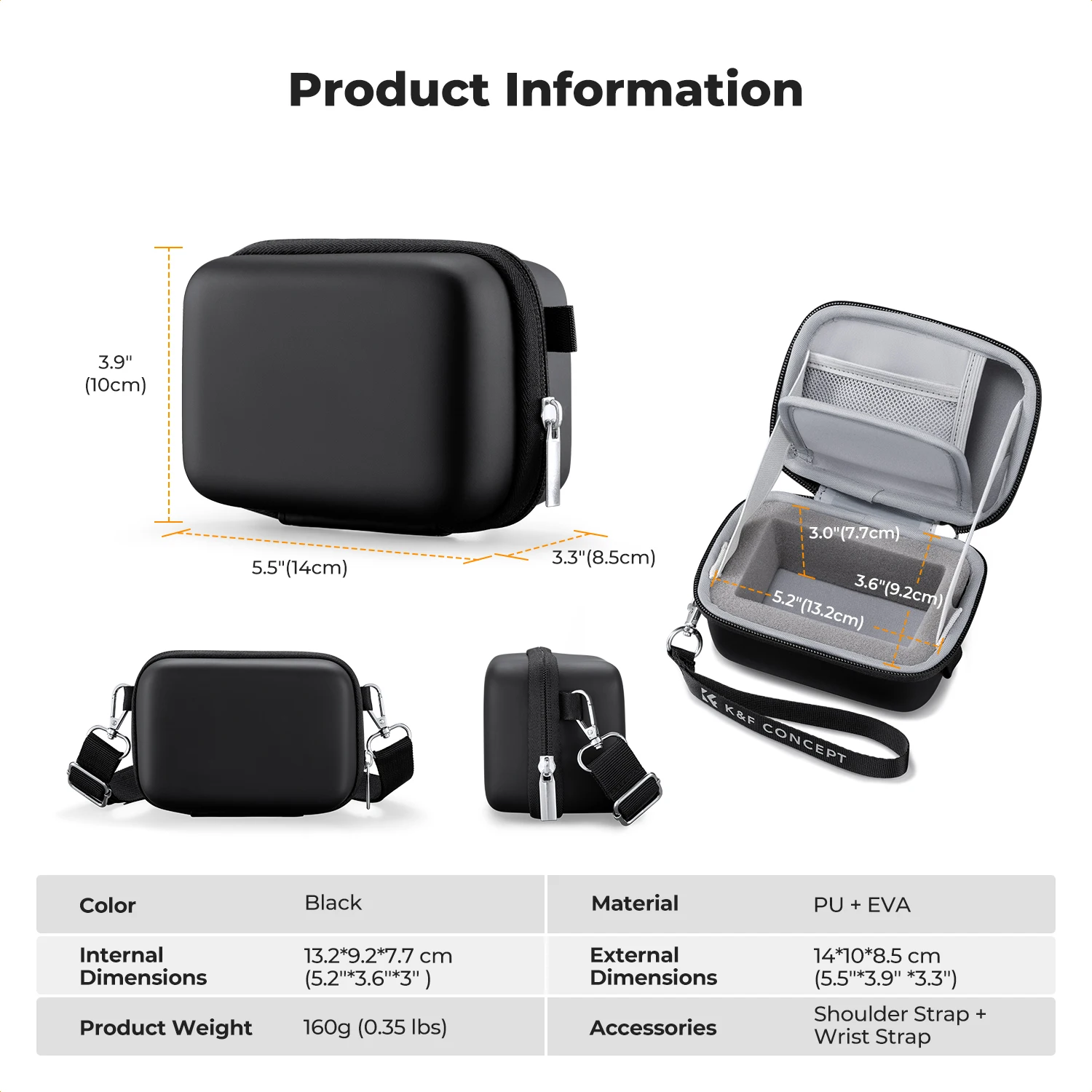 K&F CONCEPT Small Digital Camera Bag Lightweight EVA Handbag for Canon PowerShot Sony Leica Lumix DSLR Camera Protective Case