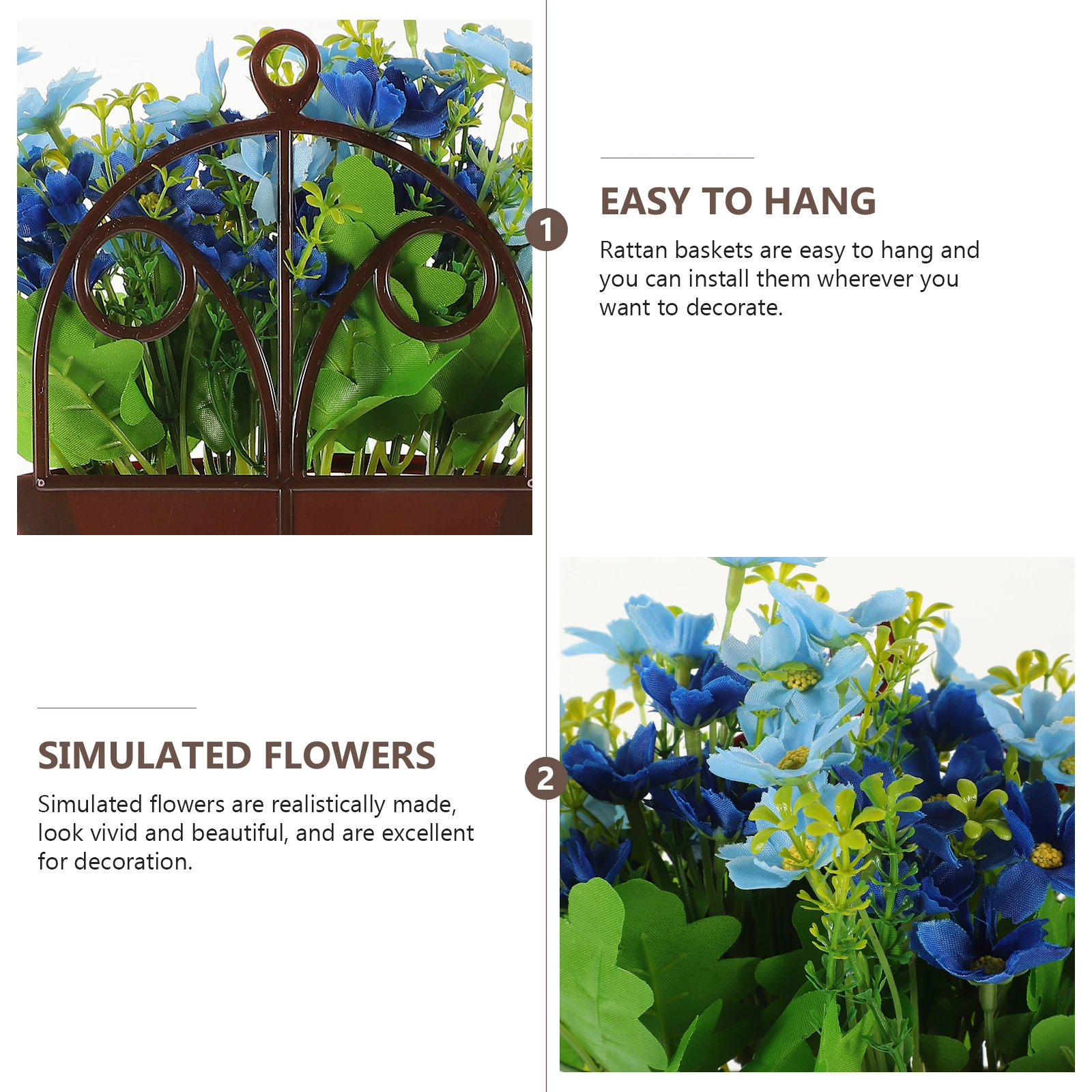 

Decorate Artificial Flower Basket Fake Flowers for Front Door Plastic Doorway Hanging Simulation