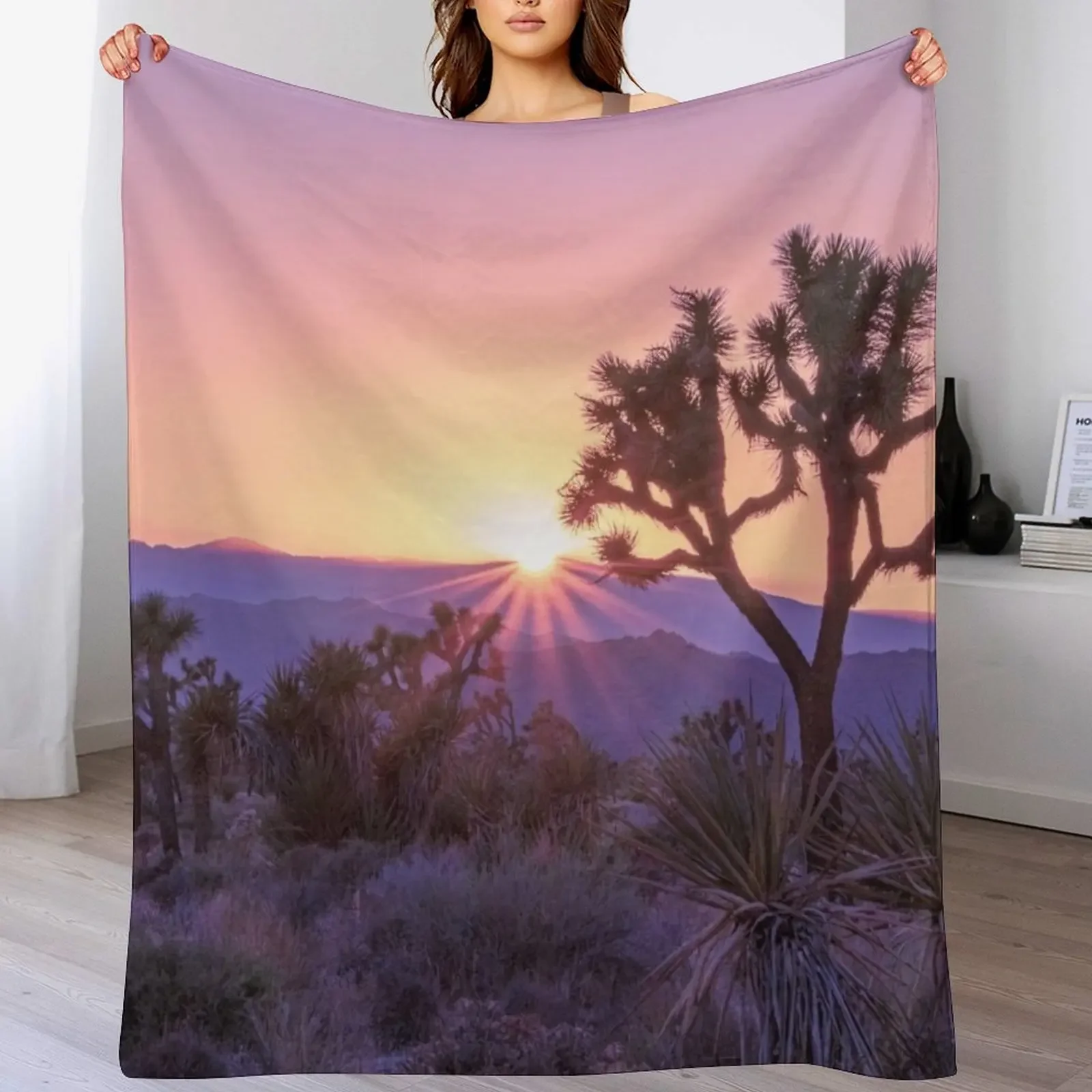 

Joshua Tree Sunset - Nature Landscape Throw Blanket Hair Decorative Beds Soft cosplay anime Blankets