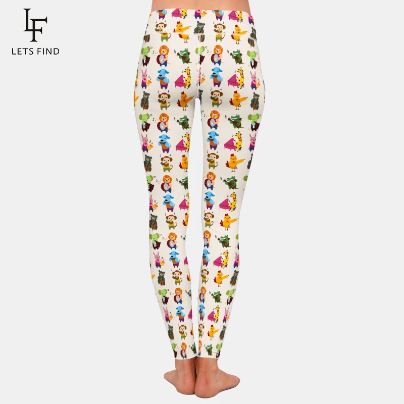 Letsfind moda feminina primavera leggings novo 3d animal padrão de música imprimir cintura alta magro calças fitness