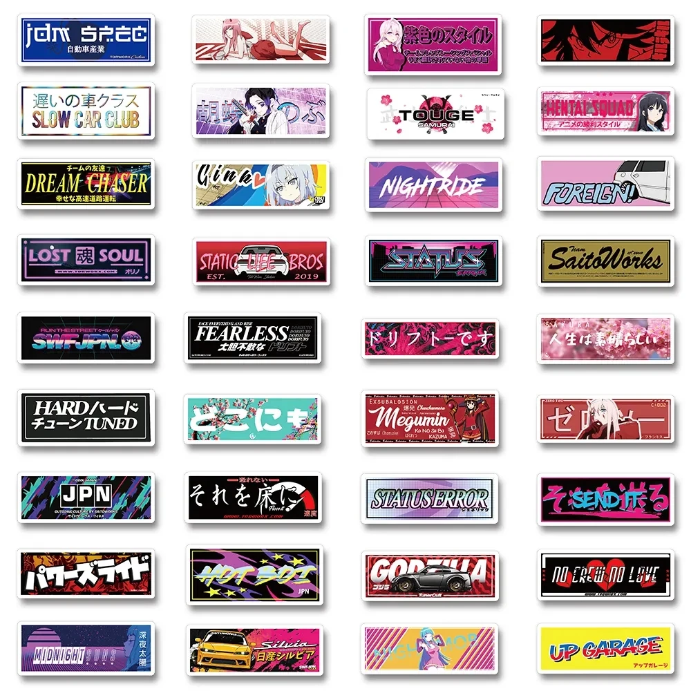 10/33/66pcs Japan JDM Racing Graffiti Stickers for Laptop Skateboard Bike Car Motorcycle Helmet Waterproof Anime Poster Sticker