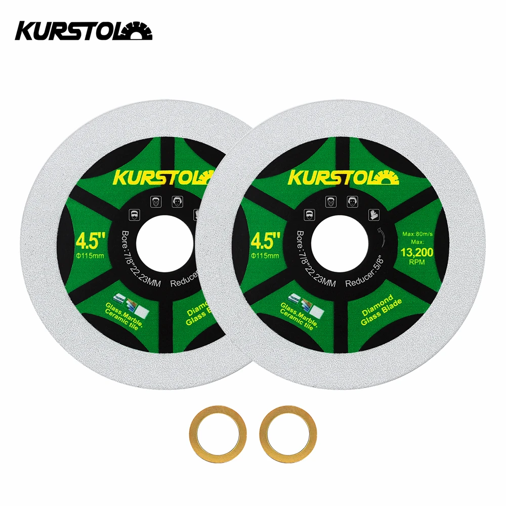 KURSTOL 115mm Glass Cutting Disc Ultra-Thin Diamond Saw Blade For Ceramic Tile Marble 4.5inch Circular Disc Cutter With Washer