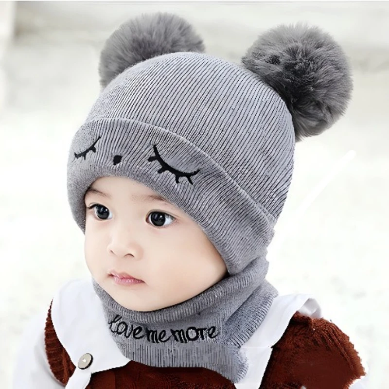 

Fall Winter Baby Hats Hot Style Pom Pompon Knitted Hats Warm Earmuff Hats for Boys Girls for Newborn Babies Children Gifts