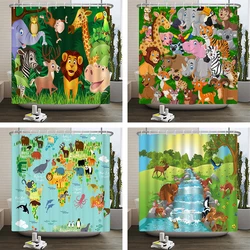 Cartoon Animals Bathroom Curtains Shower Curtain lovely Childs With Hooks Waterproof Polyester Home 180*200 Bathing Curtain