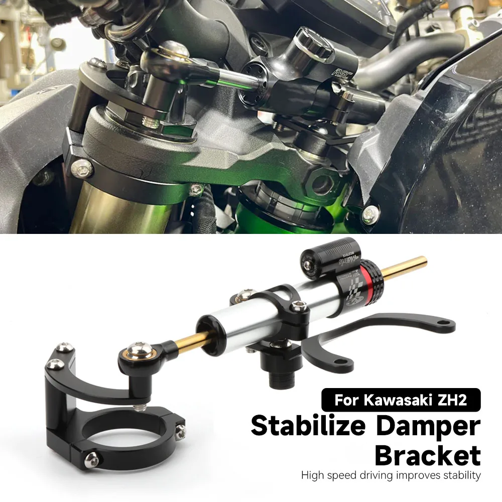 For Kawasaki ZH2 Z H2 2020 2021 2022 2023 2024 2025 2026 Motorcycle CNC Steering Stabilize Bracket Damper Mount Kit Accessories