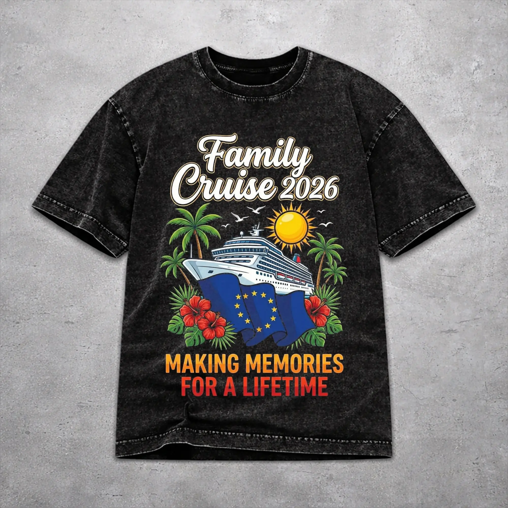 Men Women Family Cruise 2026  T Shirt Graphic Cotton Washed Making Memories Together Novelty T-Shirts
