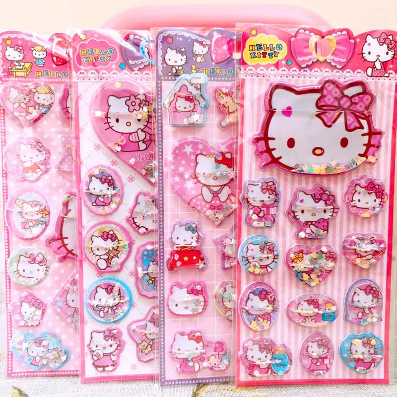 12pcs/lot Kawaii Sanrio Kitty Water Stickers Creative Scrapbooking DIY Diary Decorative Stationery Sticker Album Stick Label