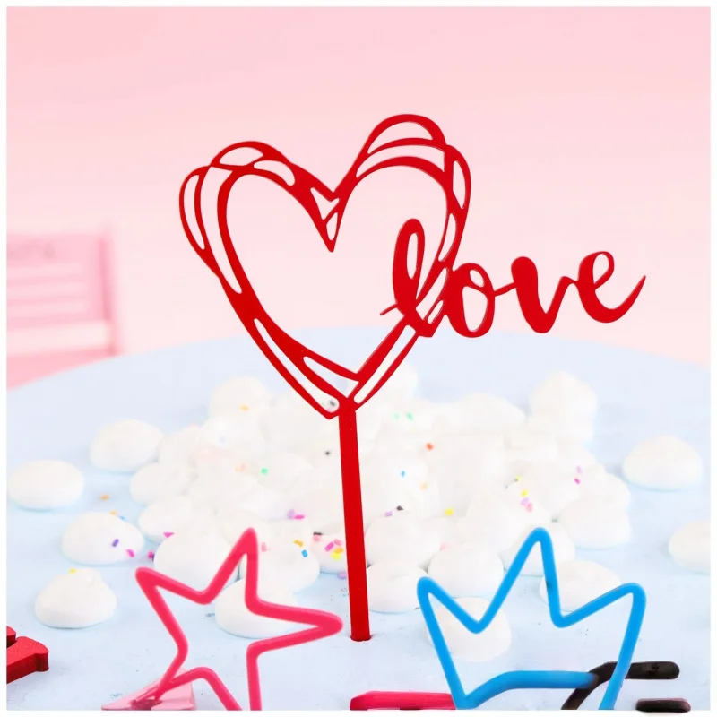 10 Stück rote Liebesherz-Kuchenaufsätze, Cupcake-Topper, Dessert-Dekoration für Hochzeit, Jubiläen, Valentinstag, Geburtstagsfeier