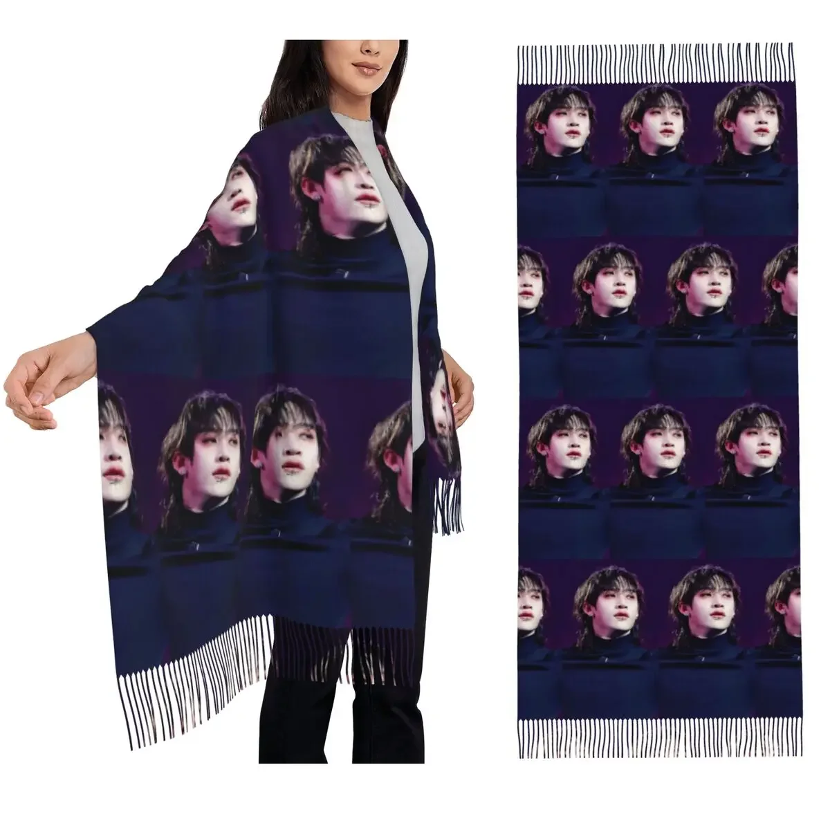 

Шарф Bang Chan, шарфы с кисточками для женщин, мягкие теплые шали и накидки, большая осенне-зимняя шаль