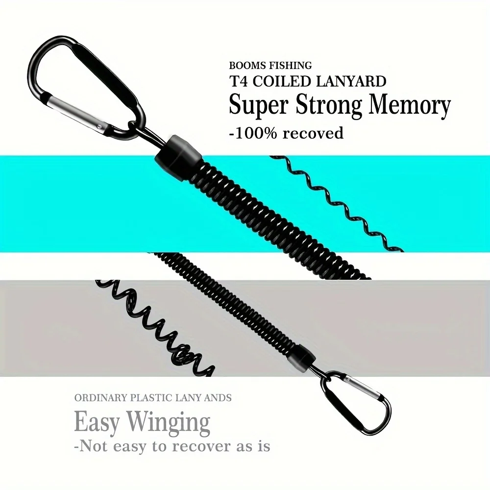 3P Spring Coil Keychains,Retractable Wrist Strap Safety Rope,8.46" To 47" Extendable,with Carabiner and Ring