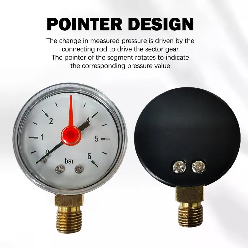 Y50 Radial Connection Pressure Gauge G1/4 Measuring Range 6Bar For Water Oil And Air For Domestic Heating Water Supply Systems