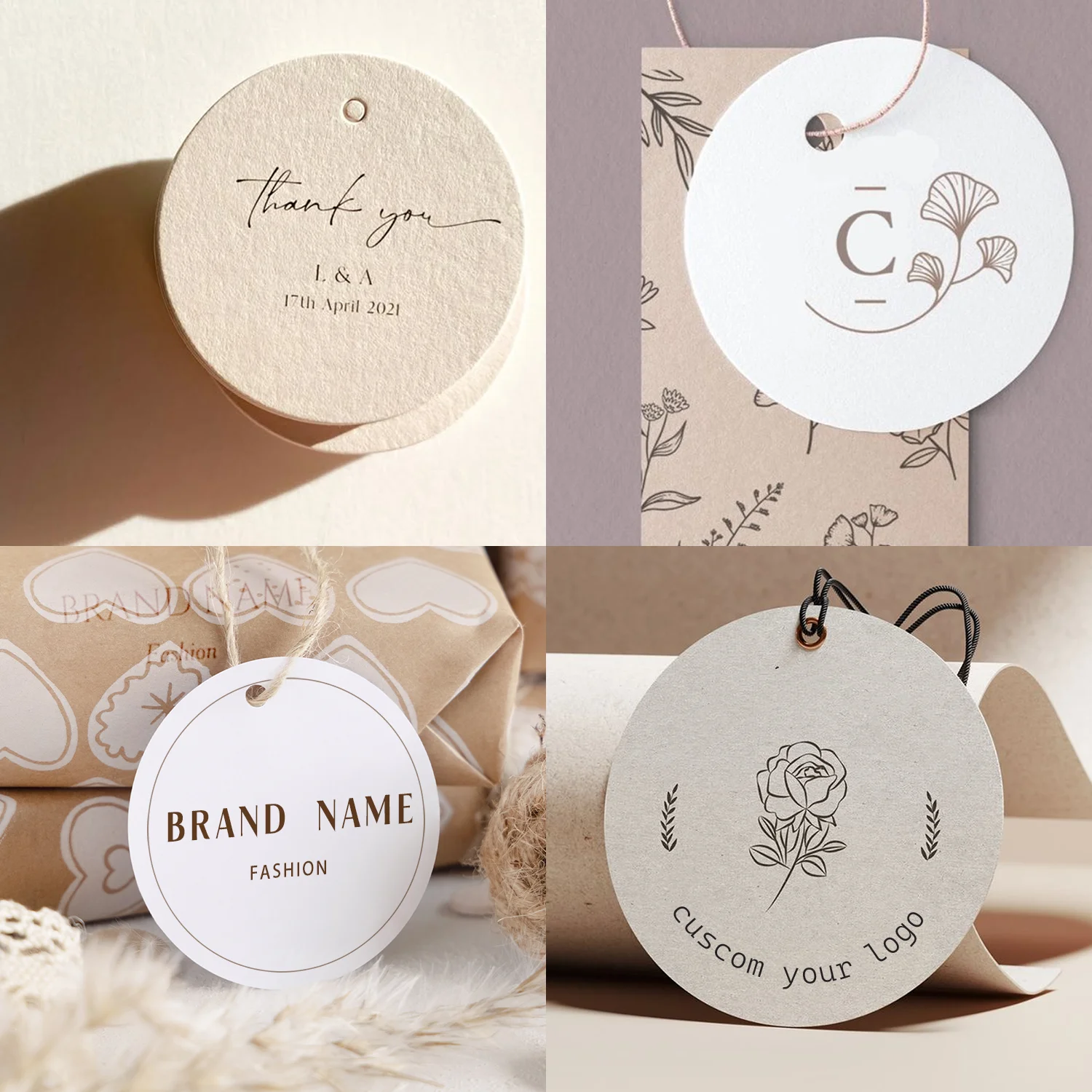 100pcs Custom Tags for Clothes Personalized Hang Tags for Wedding Thank You Gift Tags for Birthdays Bridal showers Christmas - view 5